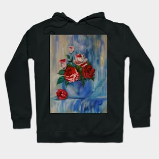 Red Roses, Blue Wash Hoodie